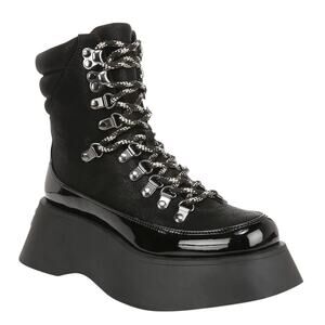 Circus By Sam Edelman Women's Gail Platform Lace Up Hiker Booties Black Size 8